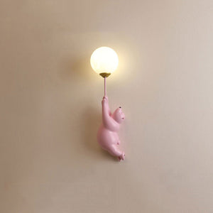 Bear Balloon Applique Murale Ours Ballon Moderne Animale. Blanc/Bleu/Rose. Salon - Neutralighting