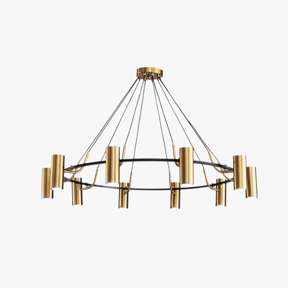 Suspension dorée avec lumière blanche chaude