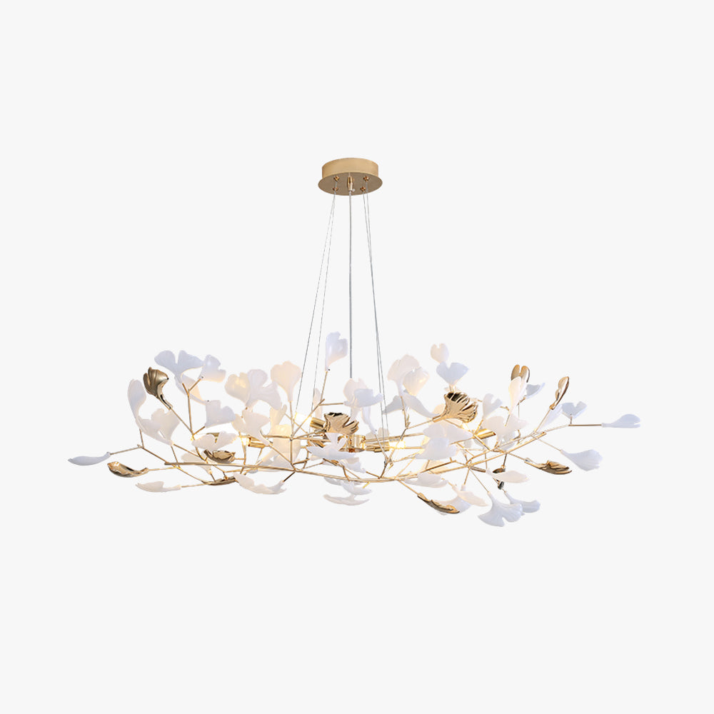 Lampe suspendue feuille de ginkgo avec illumination chaleureuse