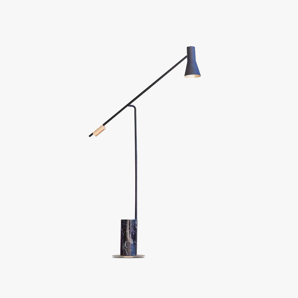 Lampadaire nordique forme chapeau en marbre et métal noir