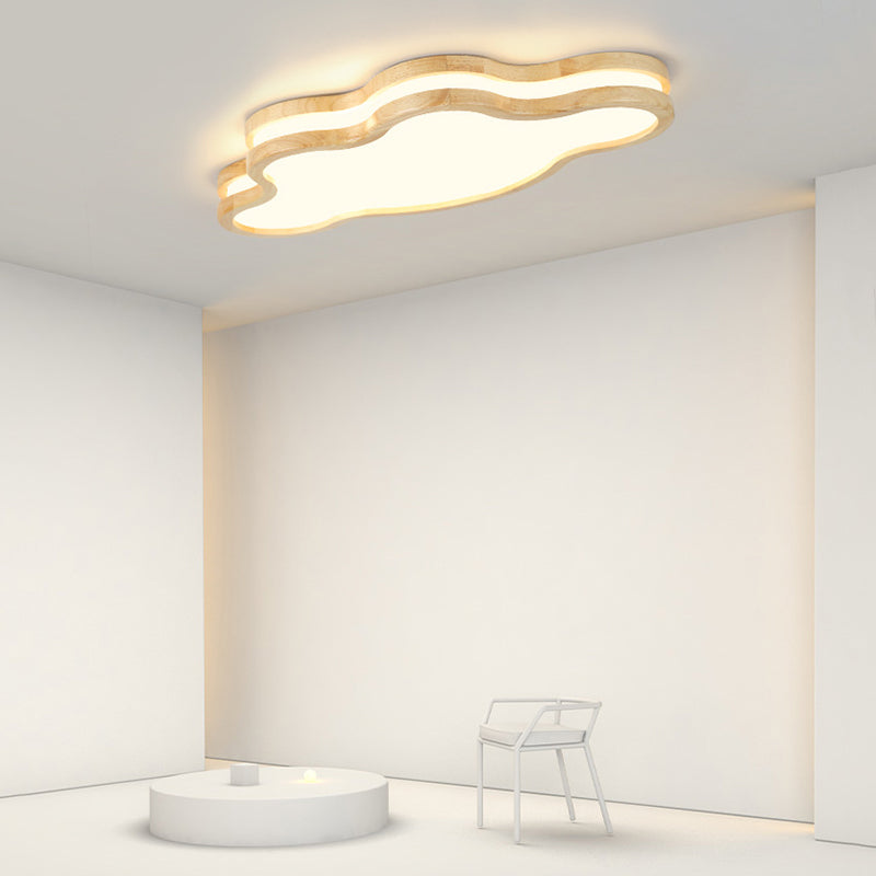 Mond Wolke Sternförmige Deckenleuchte Aufbaustrahler aus Holz und Acryl