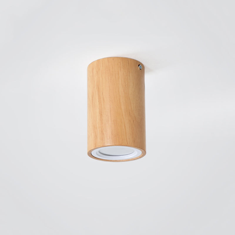 Plafonnier étanche cylindrique en bois pour couloirs et balcons