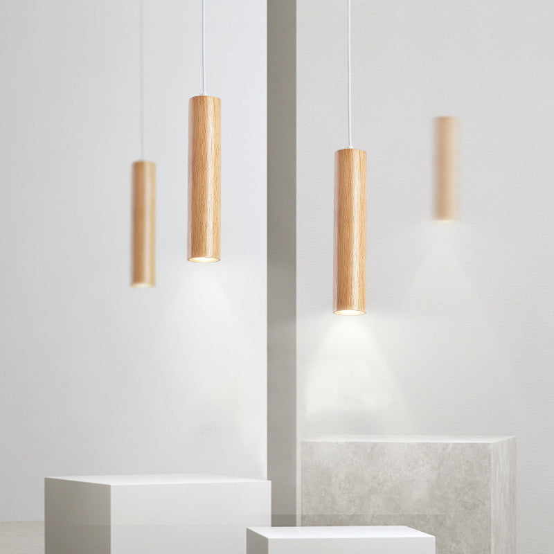 Suspension Cylindre en Bois avec Éclat Ambiant Chaleureux