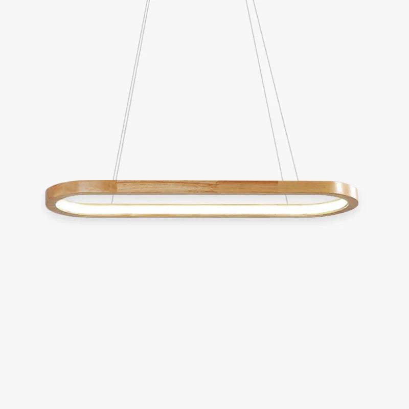 Suspension ovale en bois avec température de couleur dimmable