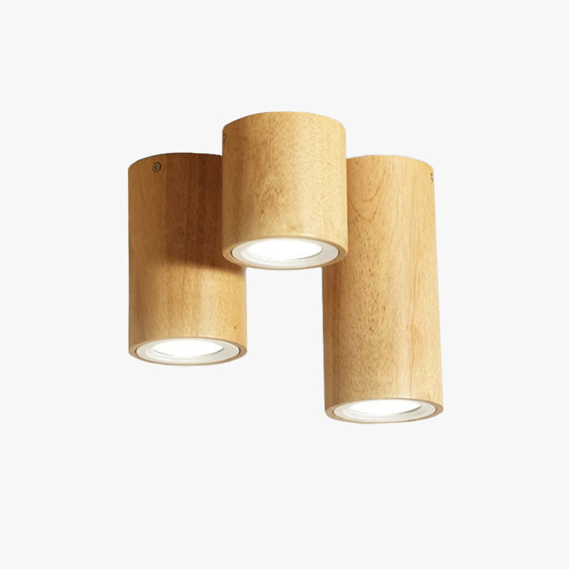 Plafonnier étanche cylindrique en bois pour couloirs et balcons