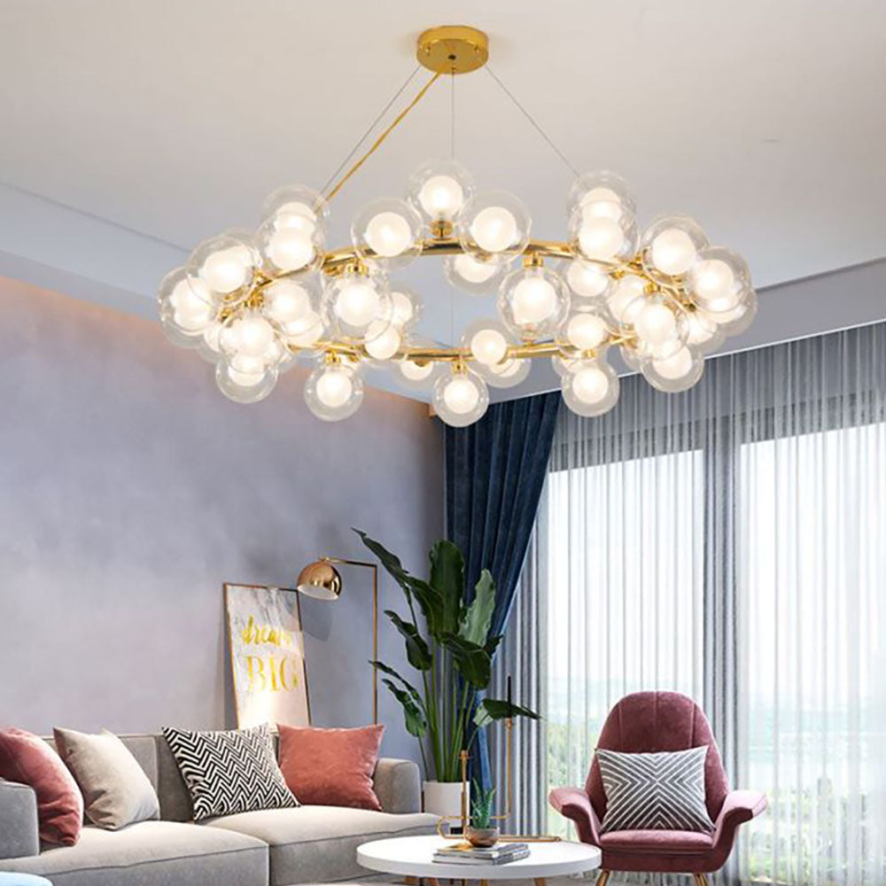 Lustre bulle moderne doré pour une ambiance élégante