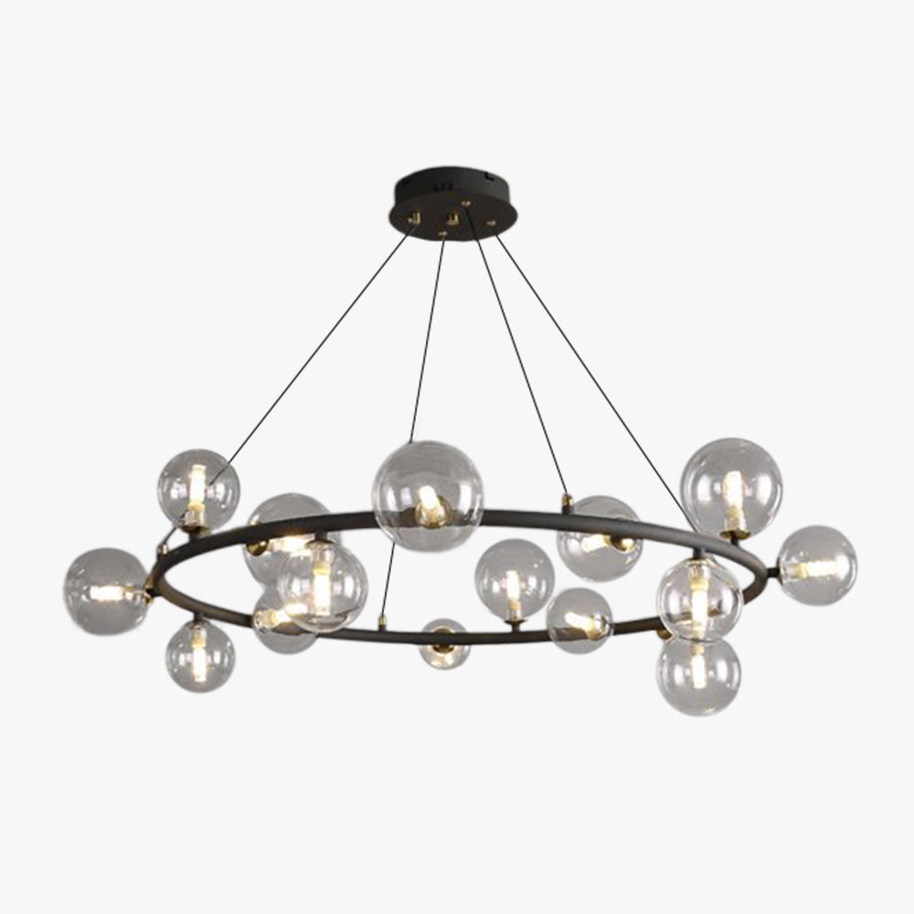 Lustre Orbis anneau globe en verre doré et noir