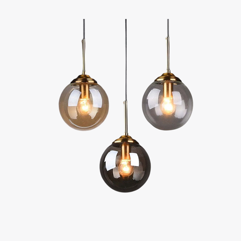 Lustre à bulles en verre artistique fumé ambre pour une ambiance élégante