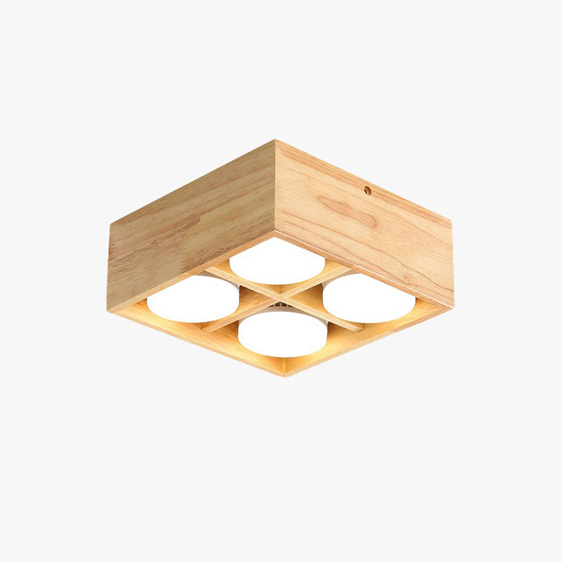 Muto Holz-Deckenleuchte mit 3-Farb-LED-Platine