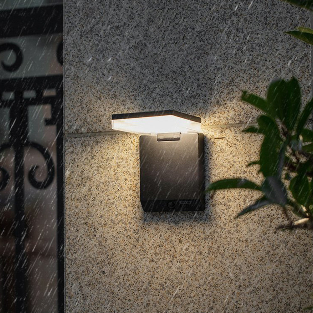 Applique murale solaire minimaliste angle droit avec capteur IP65 noire