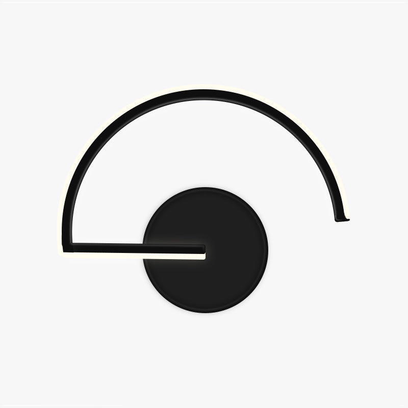 Applique murale linéaire minimaliste semi-circulaire en métal noir ou blanc