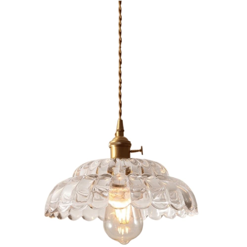 Suspension vintage en verre clair pour une lueur d'ambiance subtile
