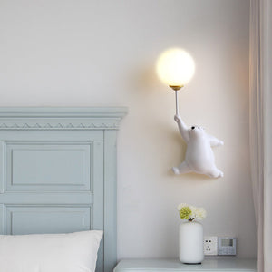 Bear Balloon Applique Murale Ours Ballon Moderne Animale. Blanc/Bleu/Rose. Salon - Neutralighting