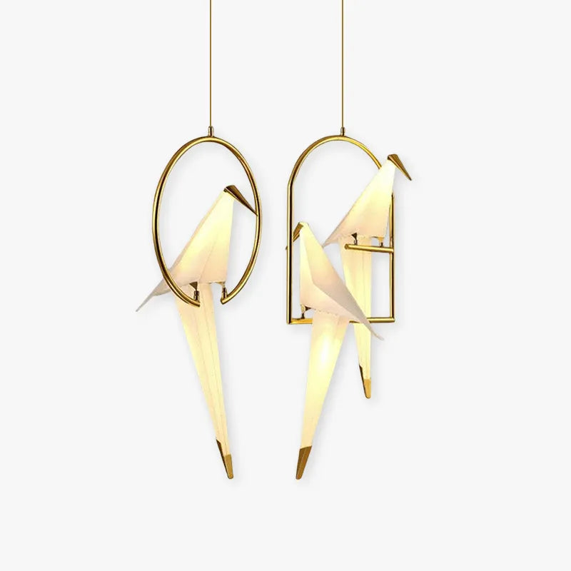 Suspension oiseau avec éclat ambiant, abat-jour en verre nordique