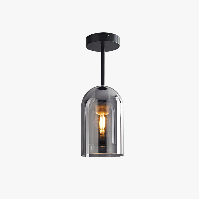 Plafonnier semi-encastré moderne en verre cylindrique gris cognac