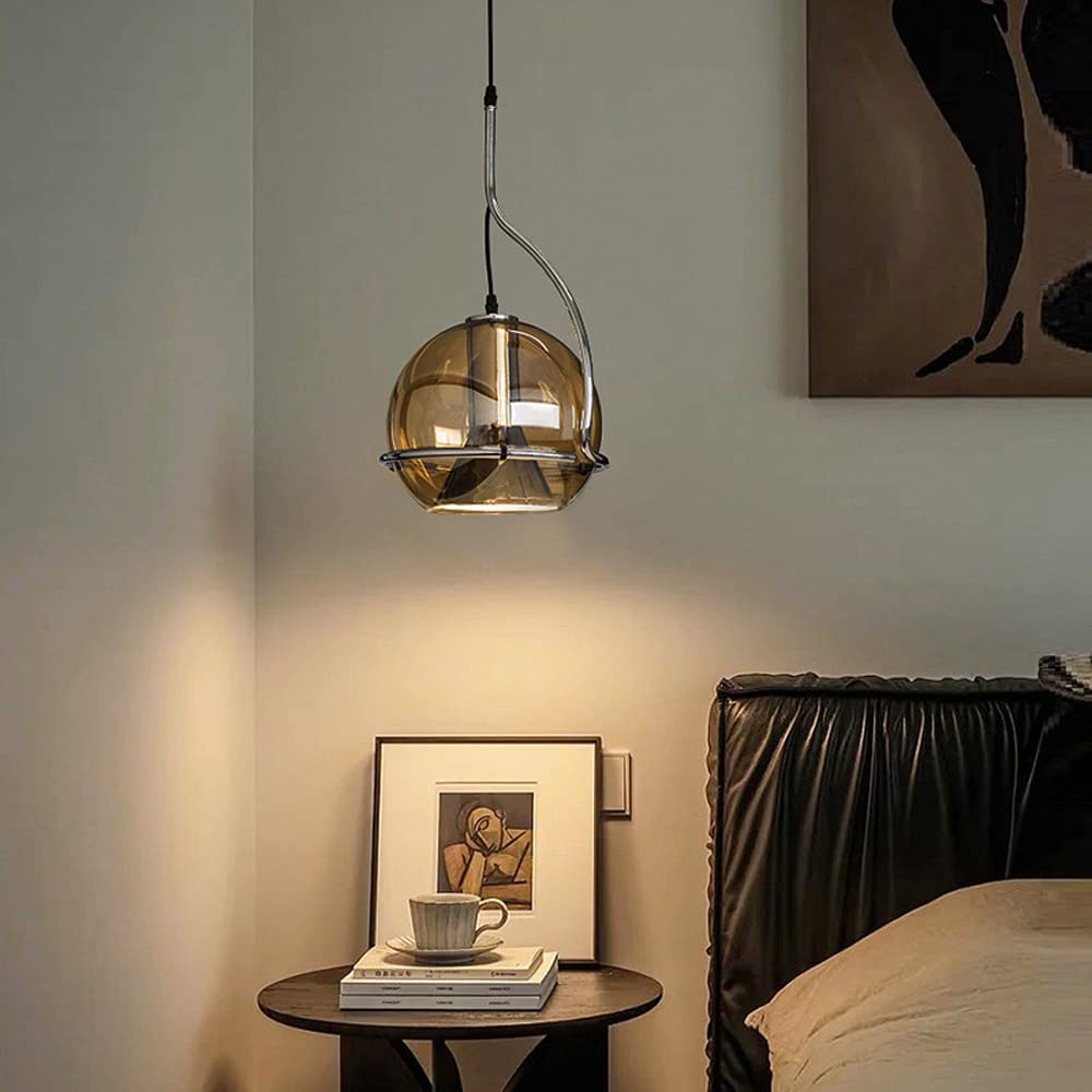 Suspension vintage en verre avec lueur chaleureuse pour salon