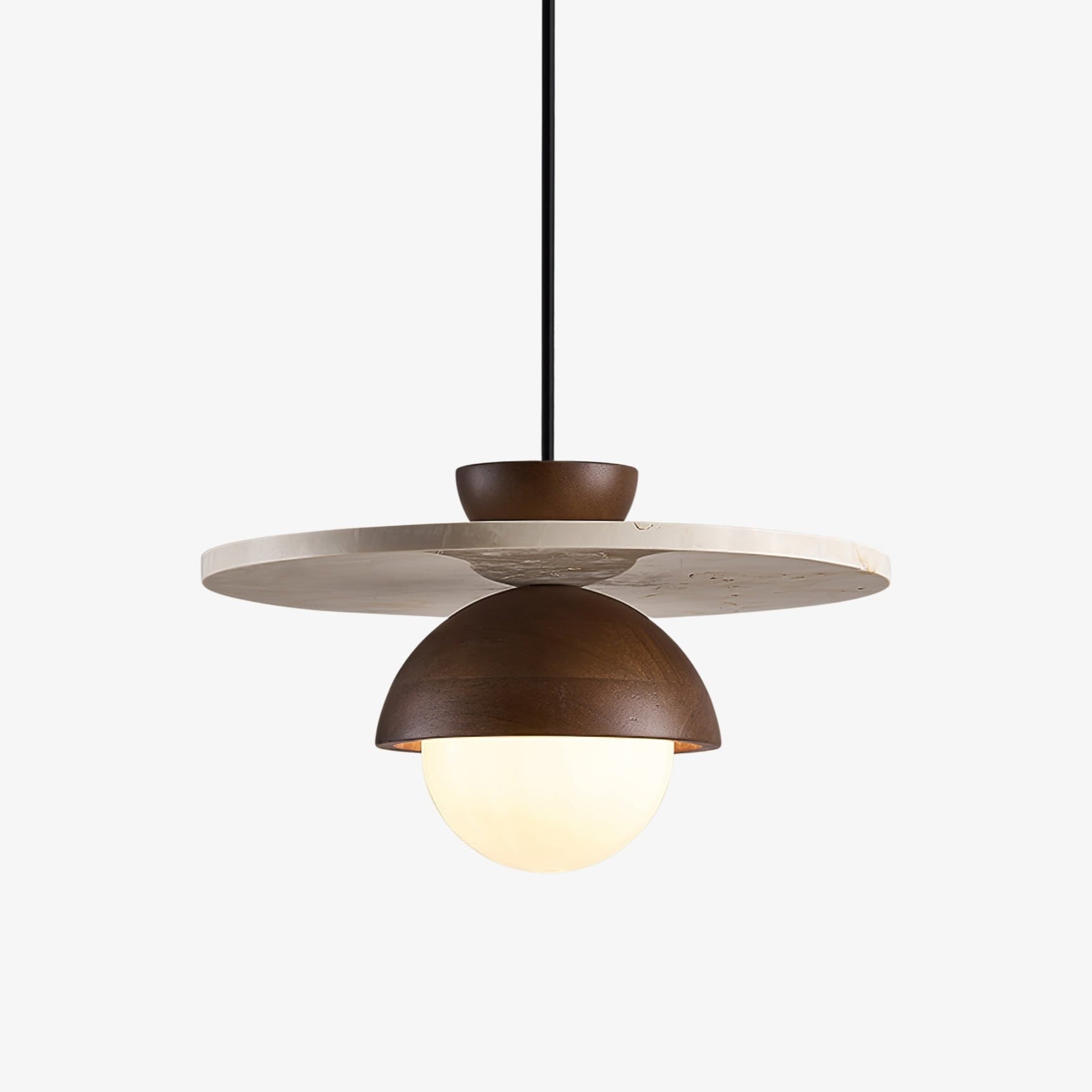 Suspension Vera en travertin et verre pour éclairage moderne  