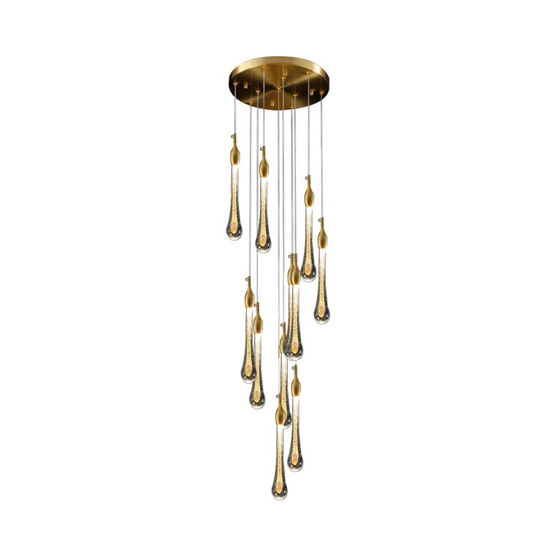 Lustre en cristal goutte d’aurore finition dorée pour salon