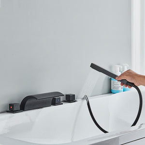 5pc Widespread Bath Tub Sink Faucet Waterfall Faucet Shower Mixer Set-Shower Faucet-Index Bath