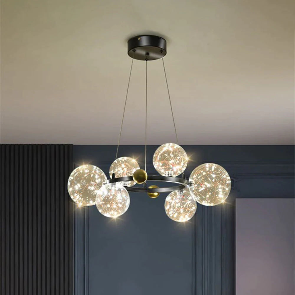 Suspension en verre Art déco avec éclat chaleureux