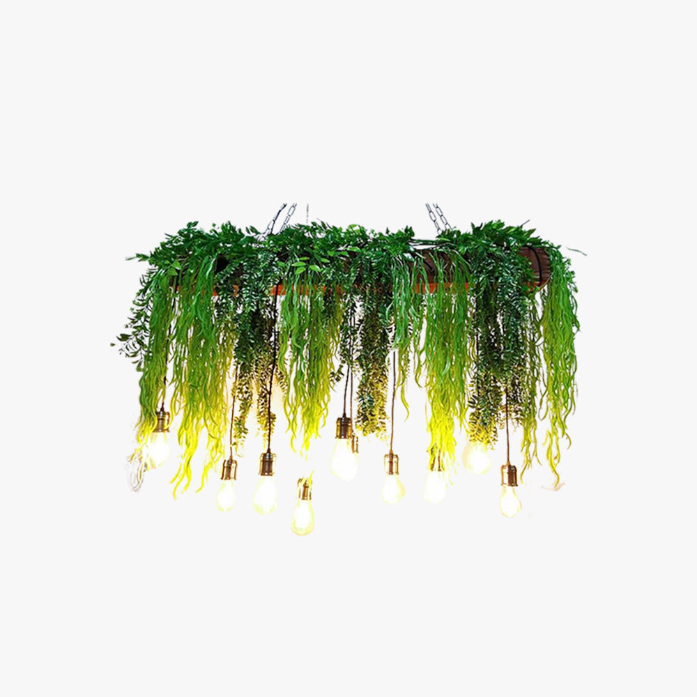 Suspension métal rectangulaire verte éclairage déco élégant pour intérieur