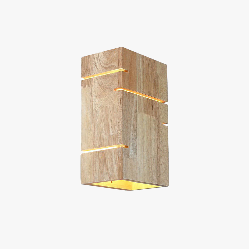 Lampe murale rectangulaire minimaliste en bois pour chevet et chambre