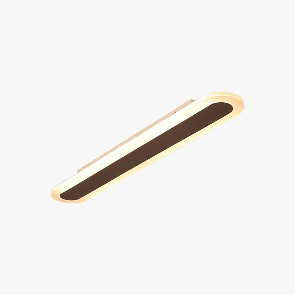 Plafonnier LED ovale minimaliste finition blanc et café