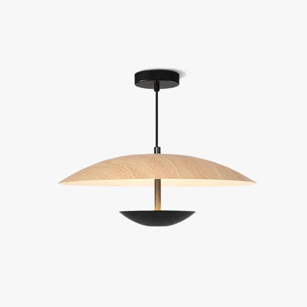 Suspension frisbee LED nordique avec finition bois