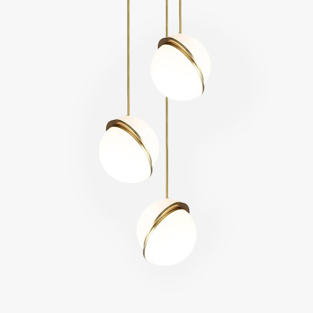 Lustre minimaliste à lueur chaude en or et blanc