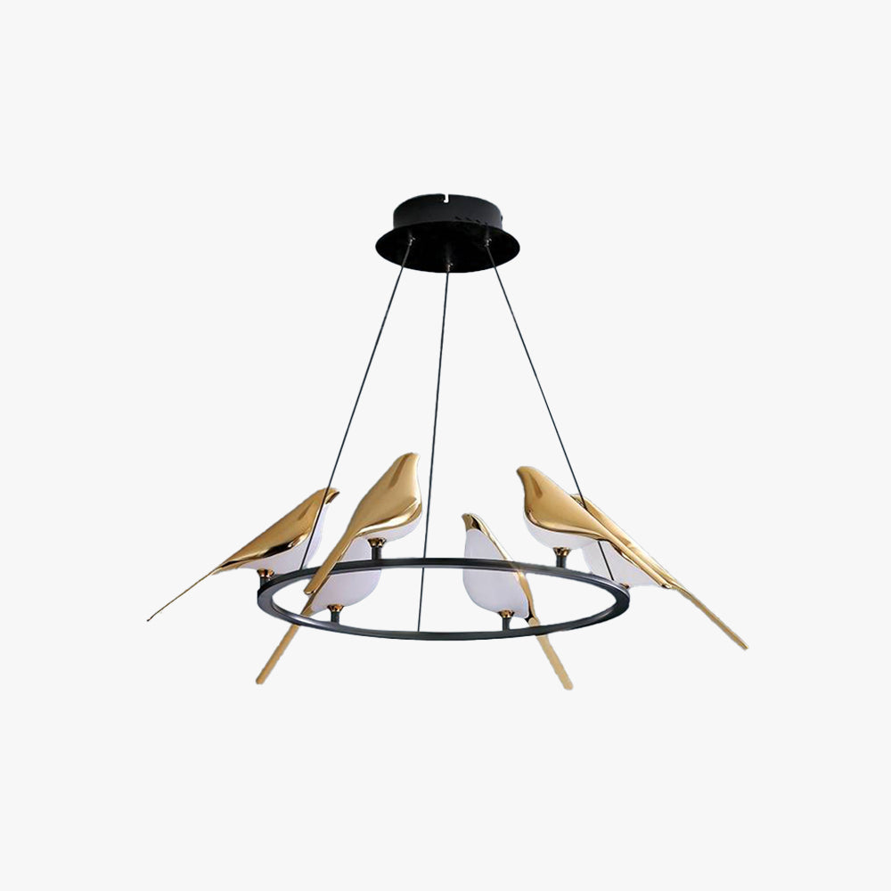 Lustre style oiseau en or et noir pour ambiance chaleureuse
