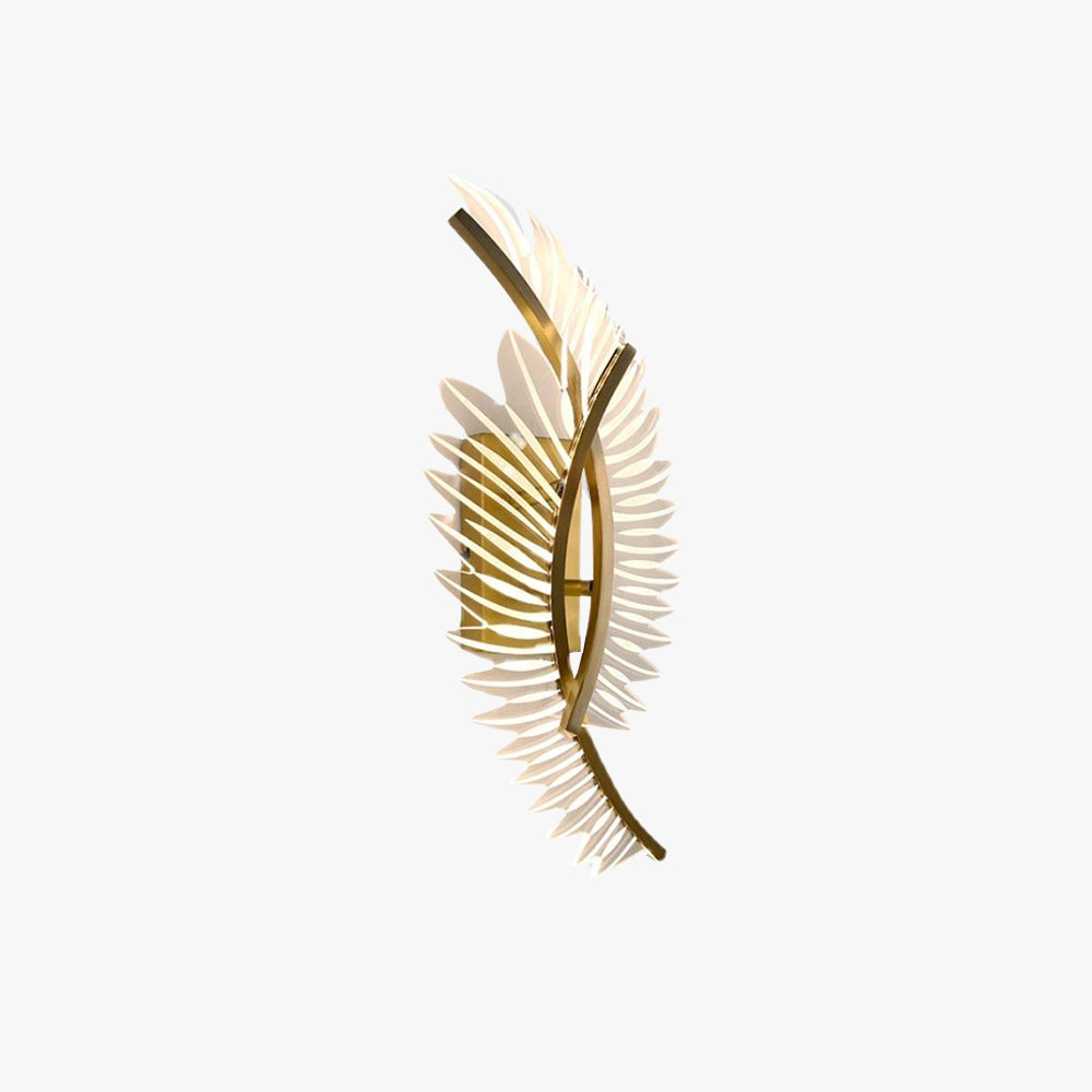 Applique murale moderne or plume avec lumière chaude dimmable