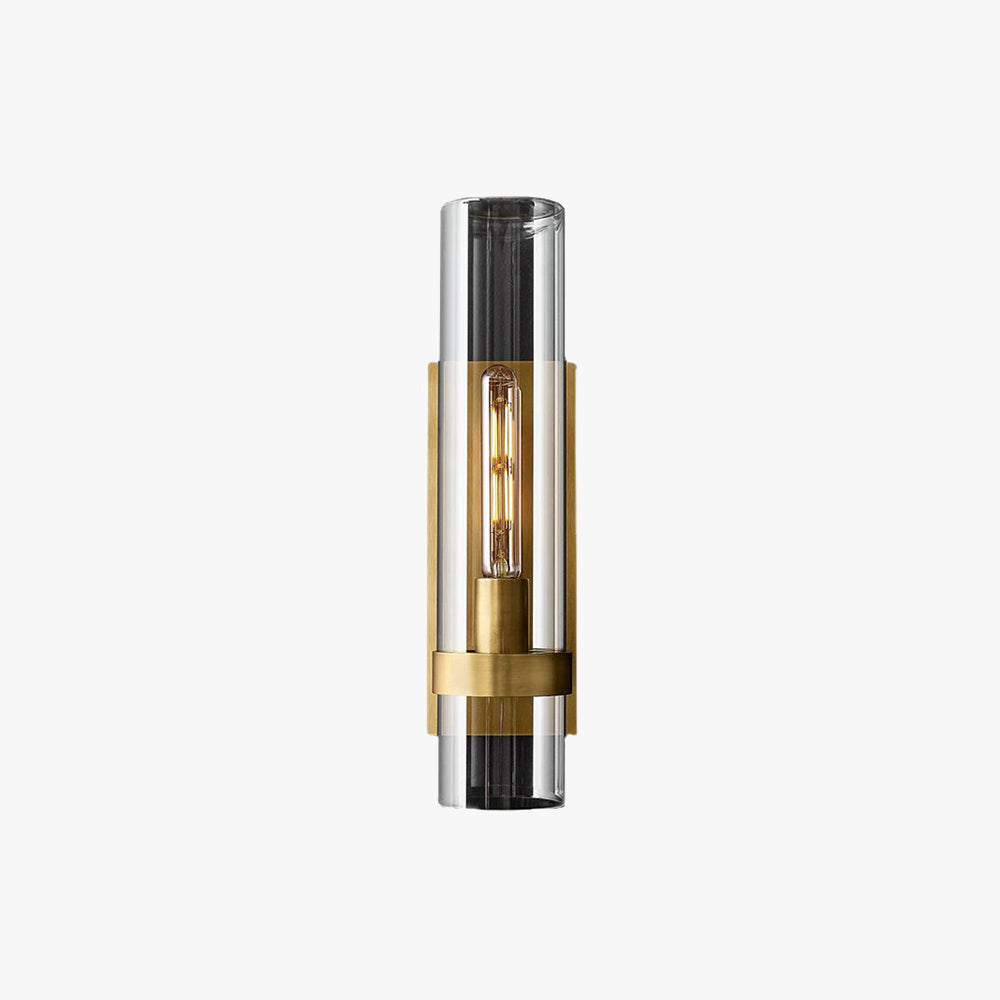 Glass Cylinder Wall Light In Copper Black Or Silver Finish