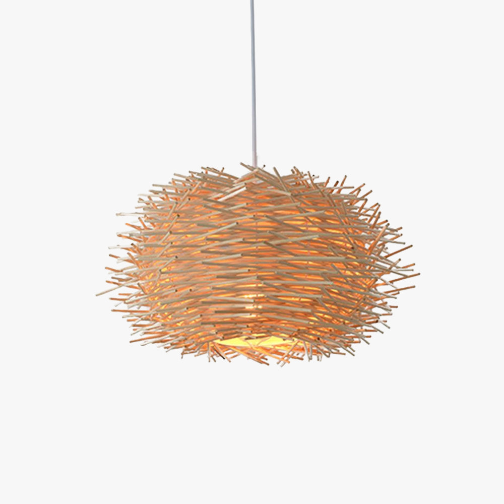 Natürliche Holz-Nest-Hängeleuchte für gemütliche Atmosphäre