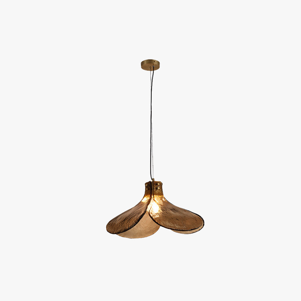 Adjustable Glass Pendant Light With Flower LED Glow