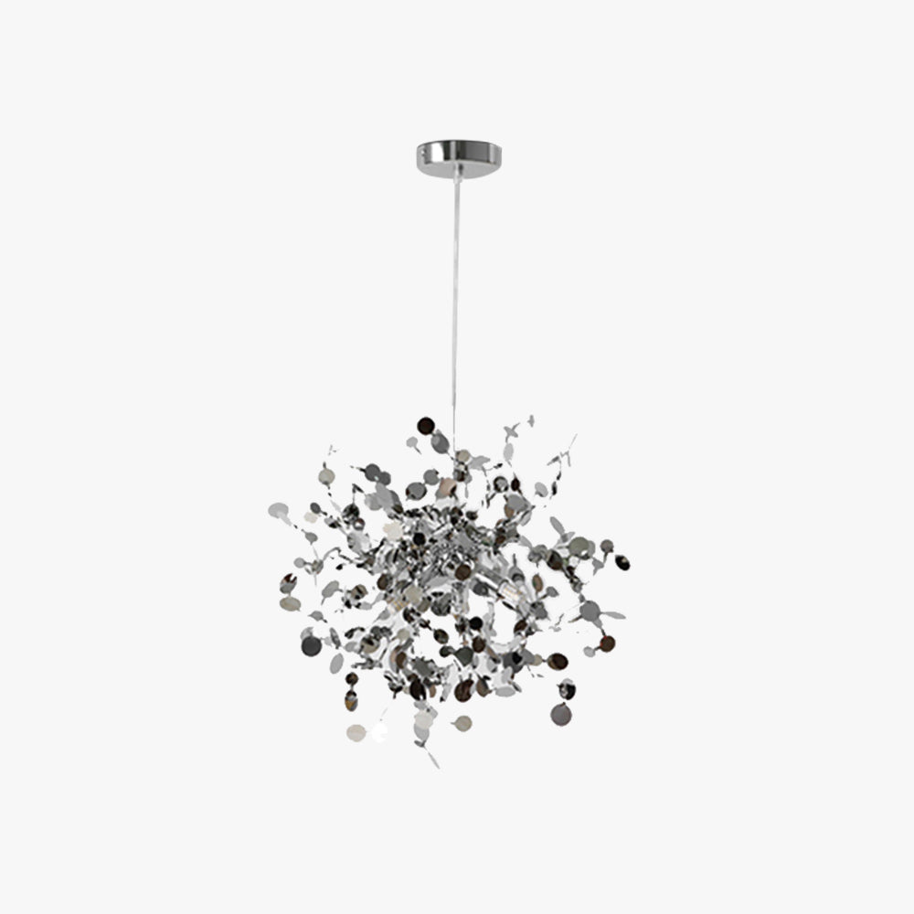 Suspension artistique en acier inoxydable avec réglages dimmables