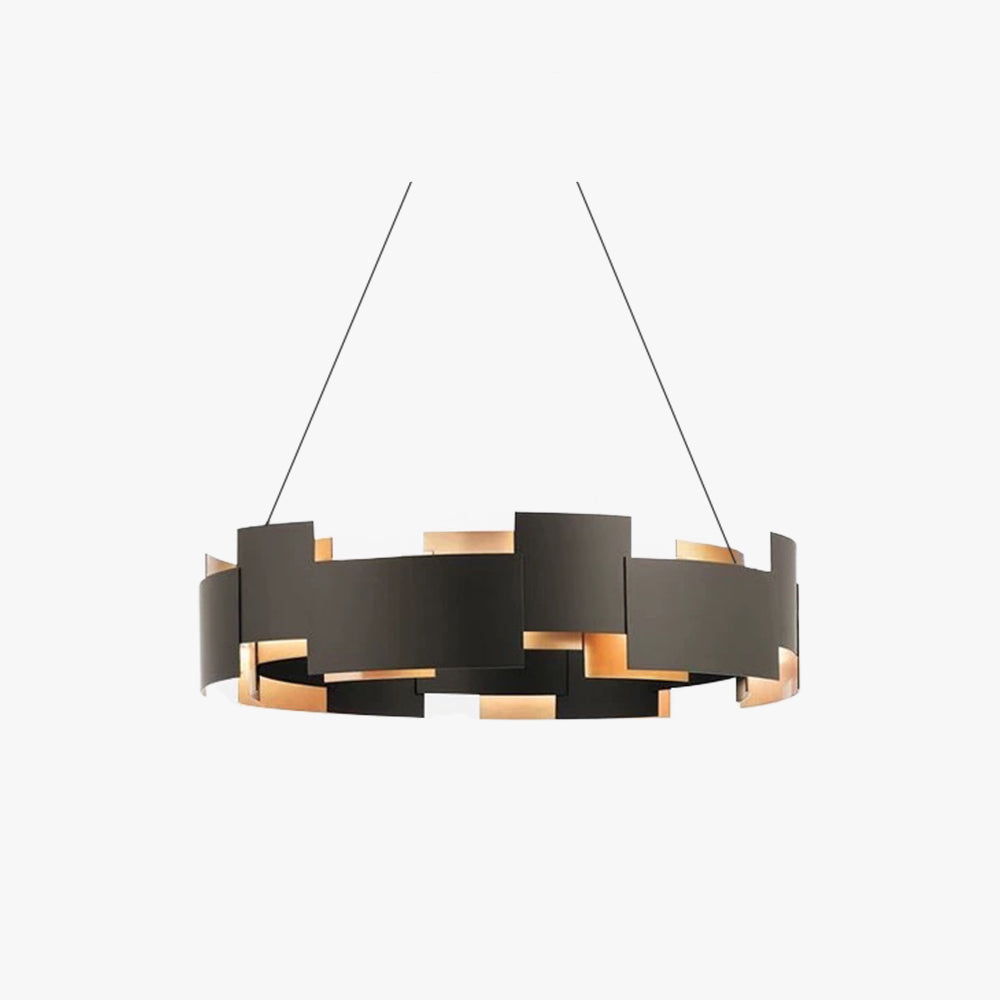 Lampe suspendue anneau moderne noire avec lueur chaleureuse