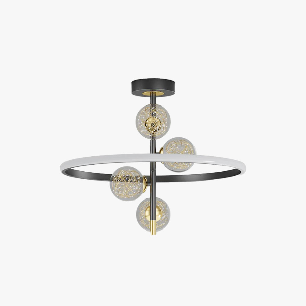Plafonnier Semi-encastré Aurora Luxe Or et Noir Deux Styles