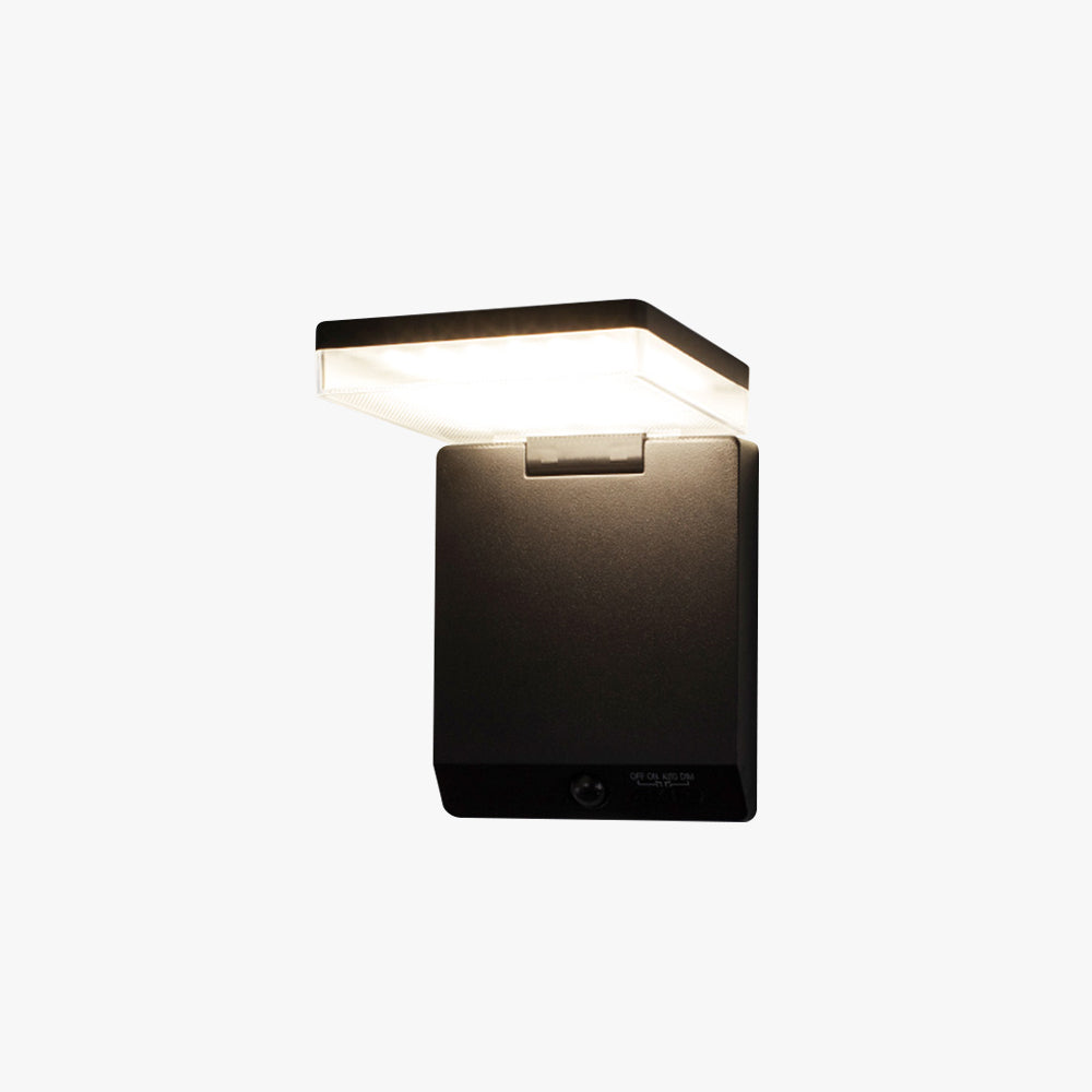 Applique murale solaire minimaliste angle droit avec capteur IP65 noire