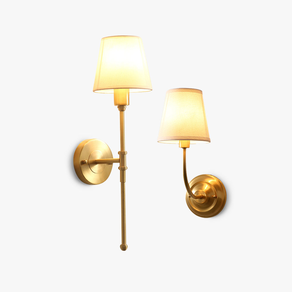 Applique murale LED lanterne rustique vintage avec abat-jour en tissu doré