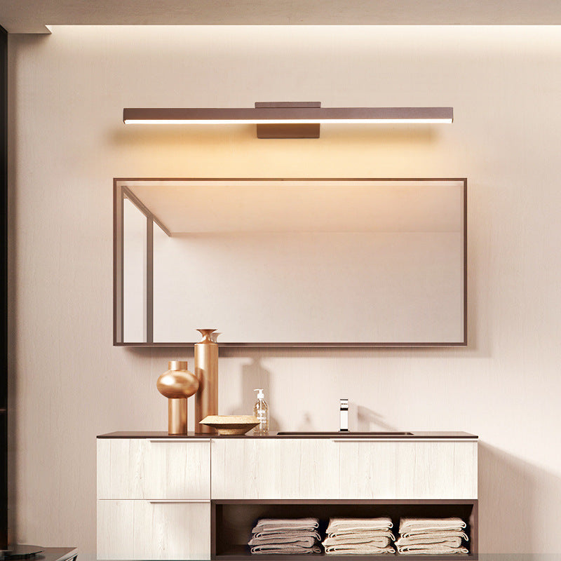 Lampe murale linéaire moderne en métal avec face miroir et abat-jour en silicone