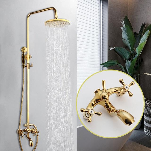 Shower Faucet - 8" Bathroom Rainfall Shower Faucet Set Solid Brass Single Shower Mixer Tap