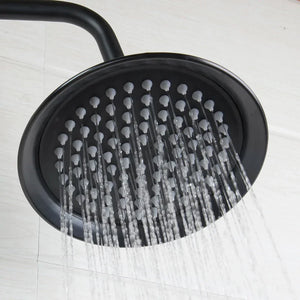 Bathroom Black Shower Set Wall Mounted 8" Rainfall Shower Faucet 3-functions 2 Cross Handles Solid Brass Shower Fixtures-Index Bath