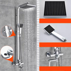 Shower Faucet - 8" Wall Mount Rainfall Shower Head With Handshower Bathtub Mixer Tap