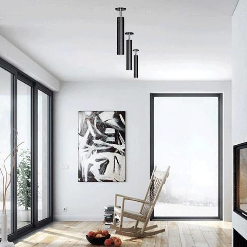 Aria moderne lange buis spot, metaal, zwart/wit