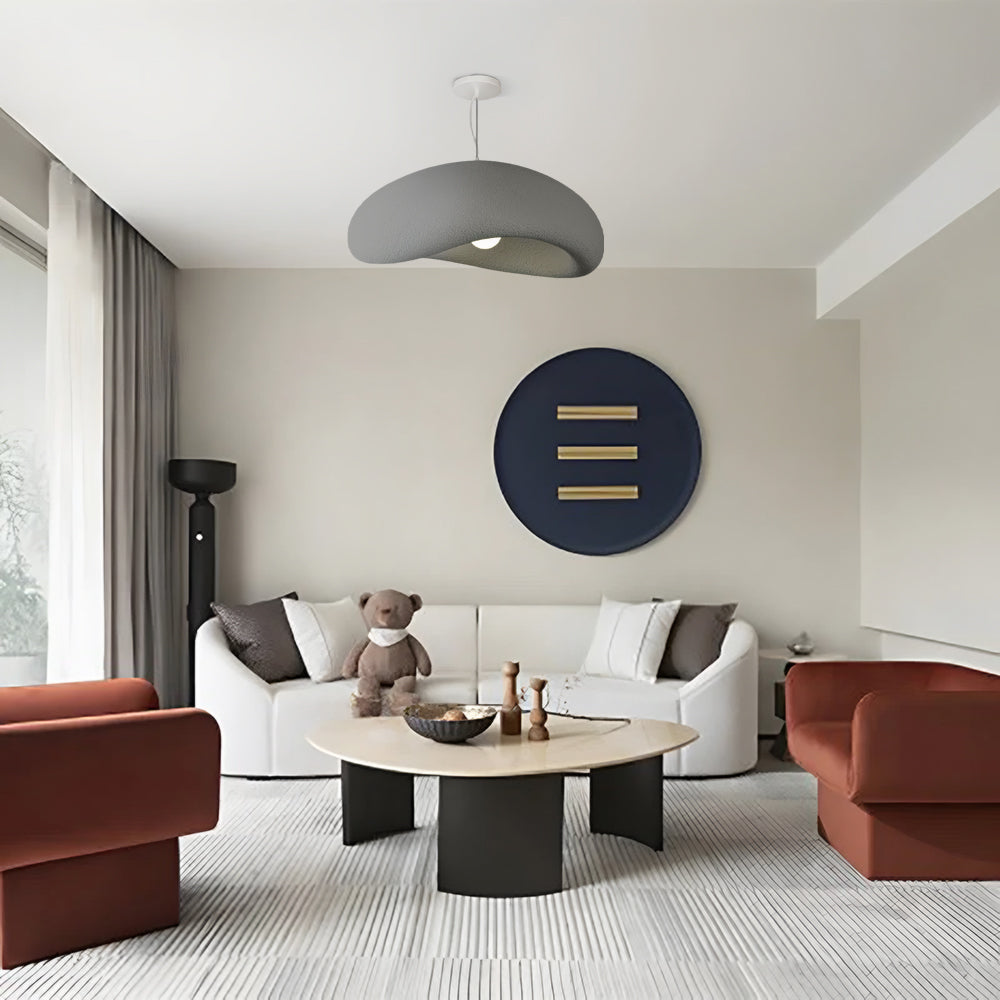 Suspension minimaliste en forme de galets bleu gris pour salon