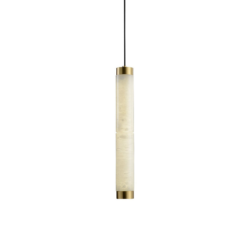 Alabaster Strip Pendant Light With Brass Accents