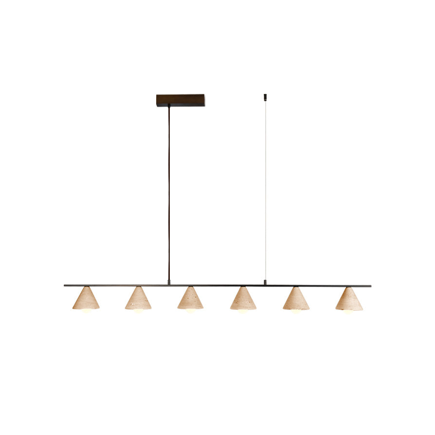 Lampe suspendue six têtes en travertin pour ambiance chaleureuse