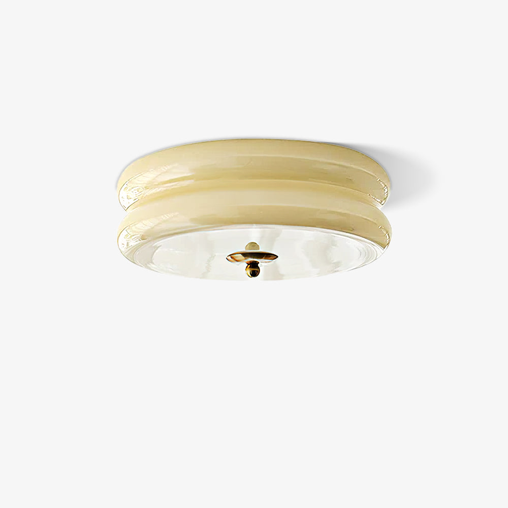 Lumière de plafond minimaliste à deux couches en verre dépoli à montage affleurant