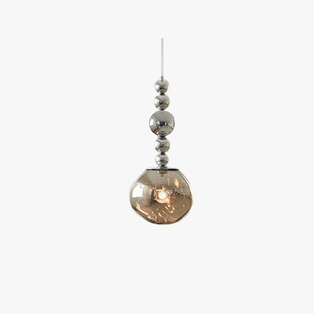 Suspension LED rétro chromée avec abat-jour en verre pour une lueur d'ambiance