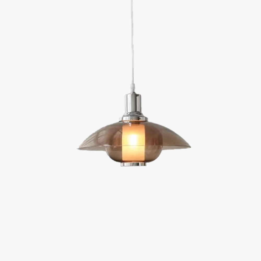 Suspension LED ronde moderne avec verre marron pour ambiance